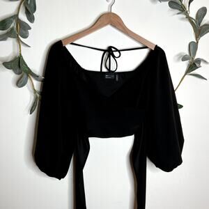 ASOS Black Cross Front Tie Back Blouse LAST CALL